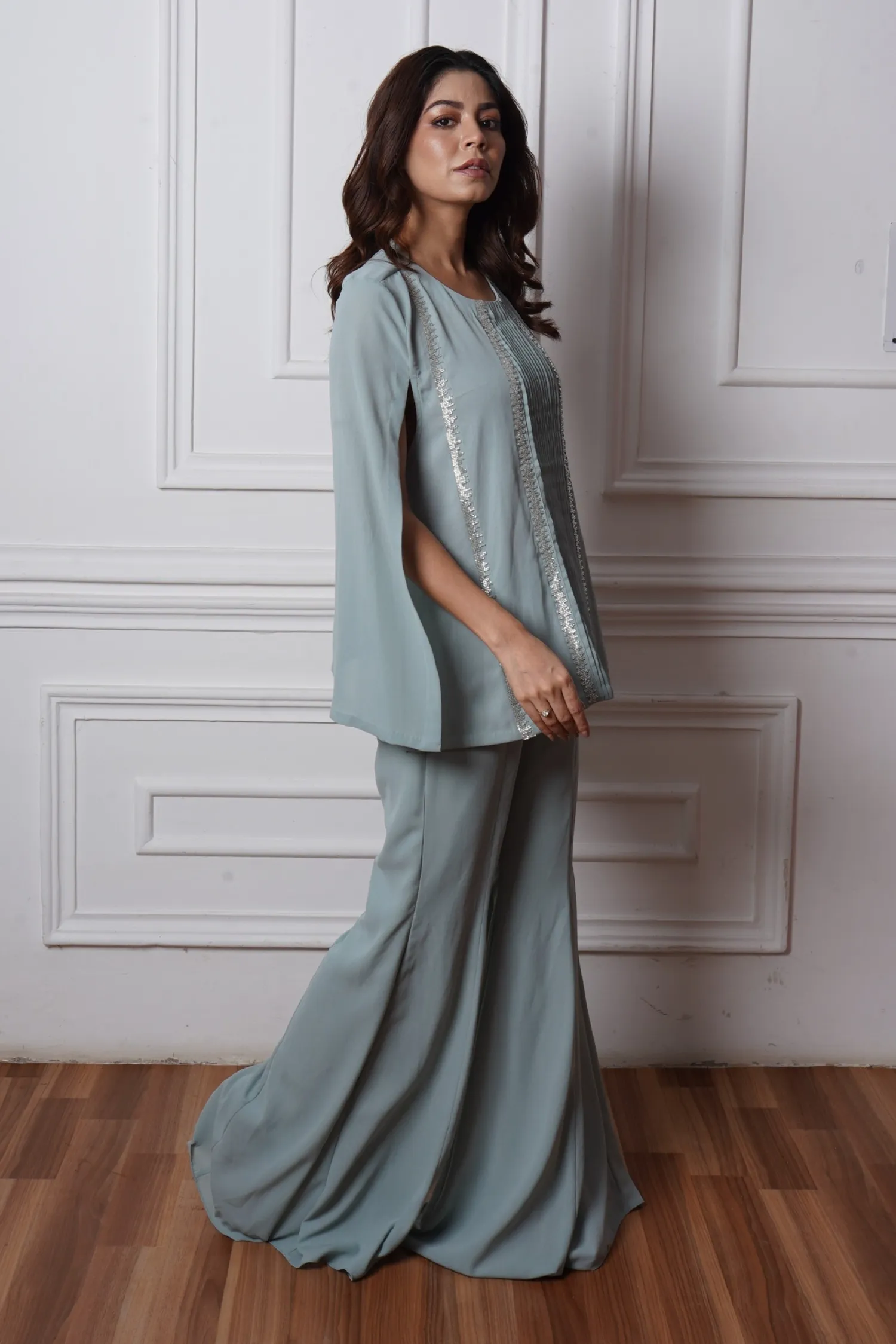 Red Side Pleated Co-ord