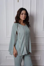 Red Side Pleated Co-ord