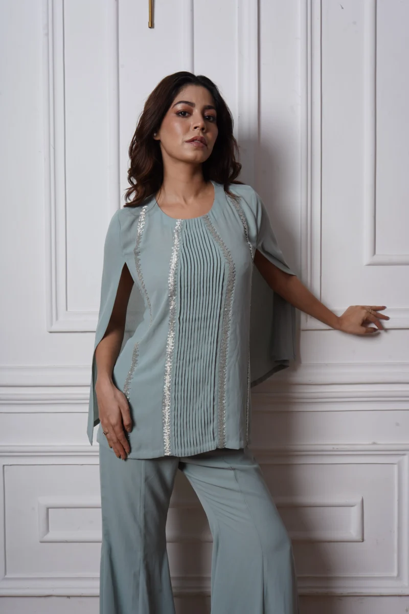 Red Side Pleated Co-ord