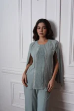 Red Side Pleated Co-ord